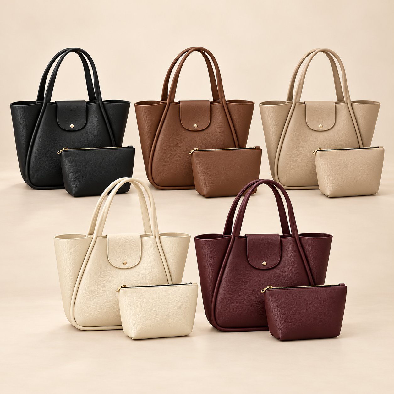 حقيبة كبيرة مع حقيبة صغيرة بنفس اللون  —  Sac 2 piece