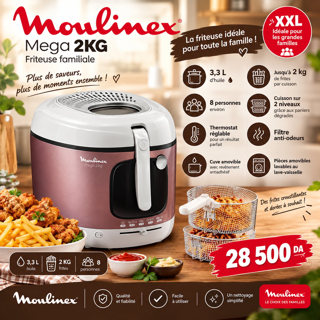 Friteuse Familiale Moulinex Mega 2KG