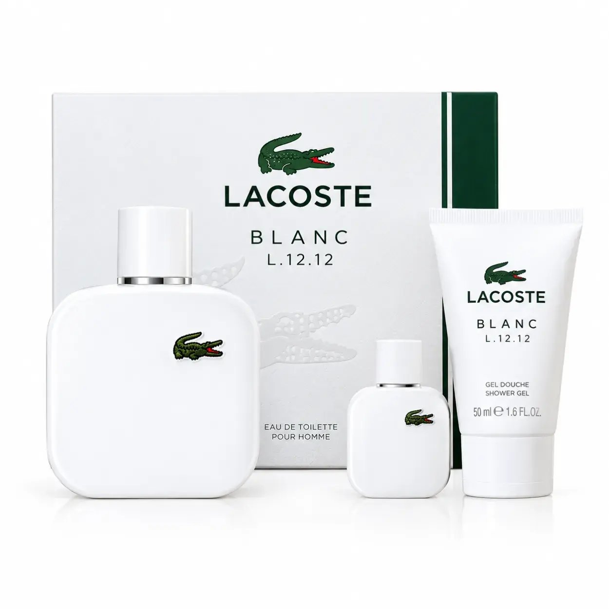 COFFRET LACOSTE BLANC L.12.12 EDT 100 ML + MINI EDT 7.5 ML + GD 50 ML