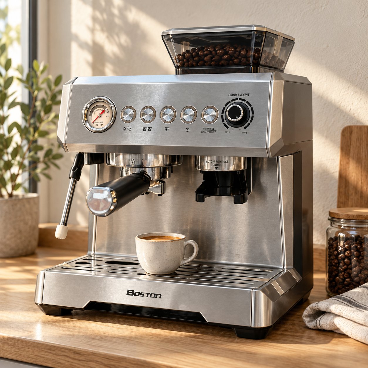 Boston Espresso 2-en-1 avec broyeur